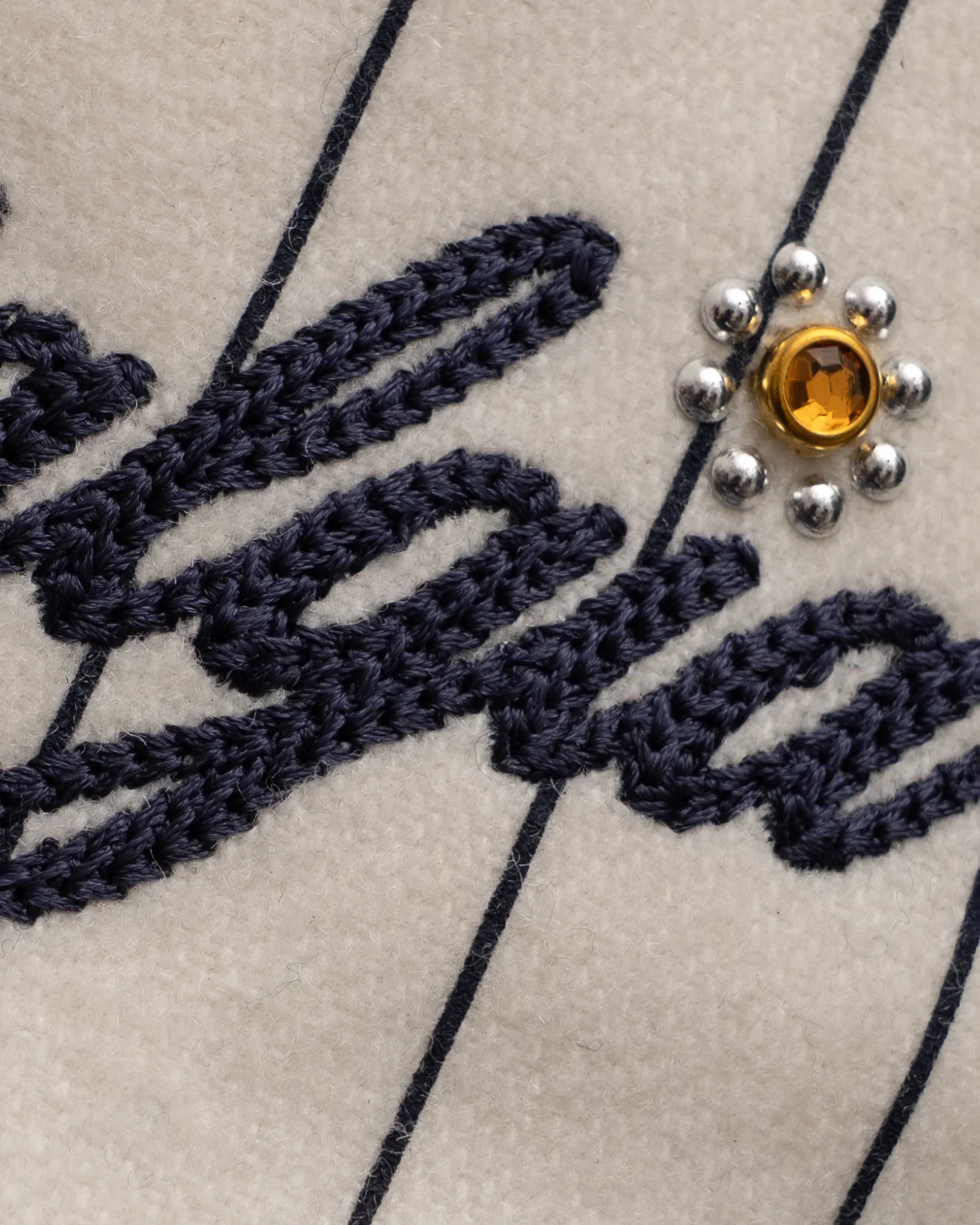 NAVY PINSTRIPE GEMSTONE WOOL CAP - Image 3